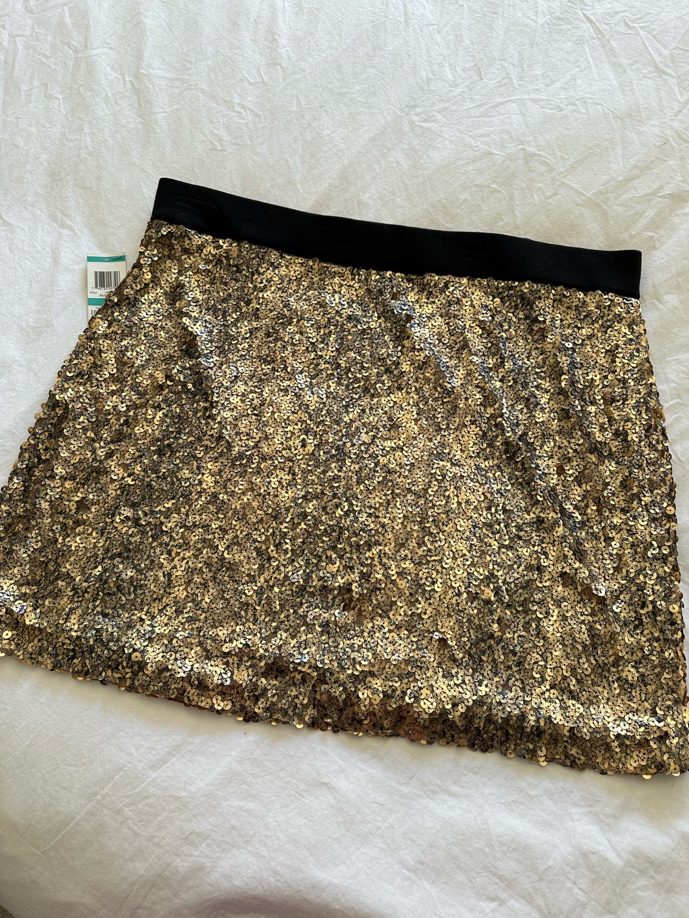 INC International Concepts NWT Gold Sequin Mini Skirt, size 16 - Picture 4 of 12
